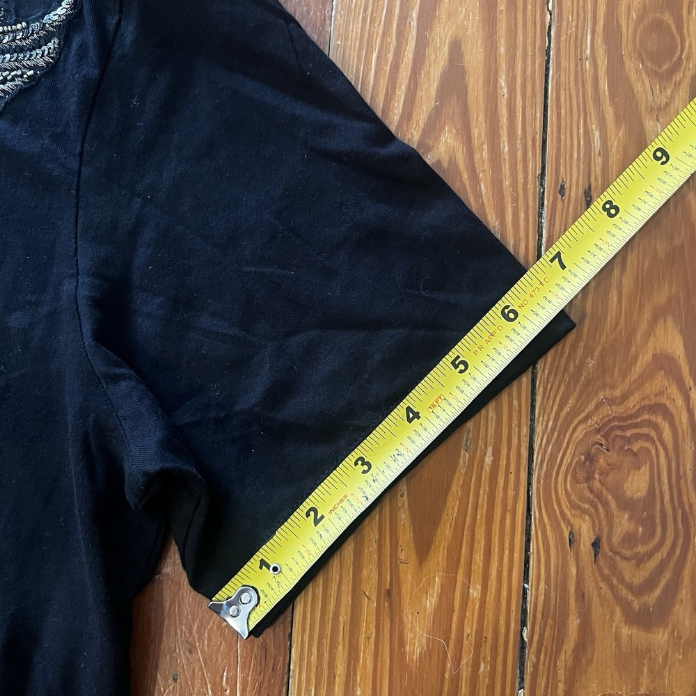 ZARA Man Black Beaded Sequin‎ Wing Graphic T-Shirt Size M Embroidered - Picture 6 of 10